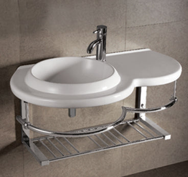 Isabella Collection 36" Large Wall Mount Basin with Integrated Round Bowl, Single Faucet Hole and Center Drain