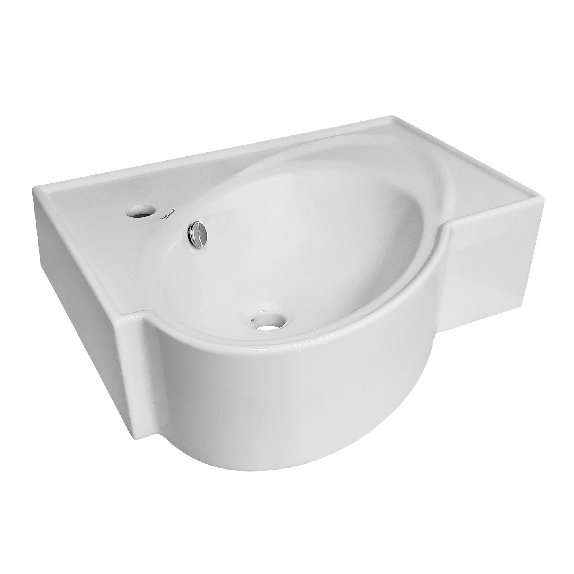 Isabella Collection 23" Rectangular Wall Mount Bathroom Basin with an Integrated Oval Bowl, Overflow, Single Faucet Hole and Rear Center Drain