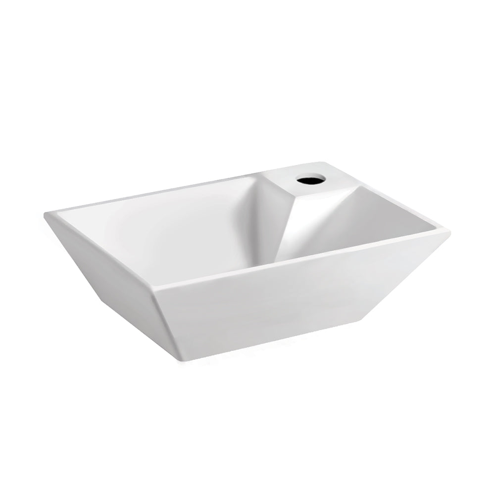 Isabella Collection 14" Rectangular Wall Mount Basin with a Right Offset Single Faucet Hole