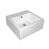 Isabella Collection 18" Square Wall Mount Basin with Overflow, Single Faucet Hole and Rear Center Drain