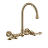 Vintage III Plus Wall Mount Faucet with a  Long Gooseneck Swivel Spout, Lever Handles and Solid Brass Side Spray