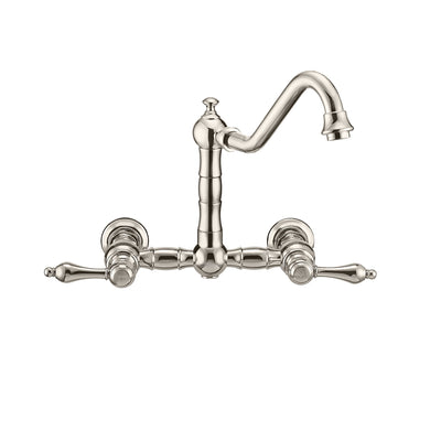 Vintage III Plus Wall Mount Faucet with a  Long Traditional Swivel Spout, Lever Handles and Solid Brass Side Spray