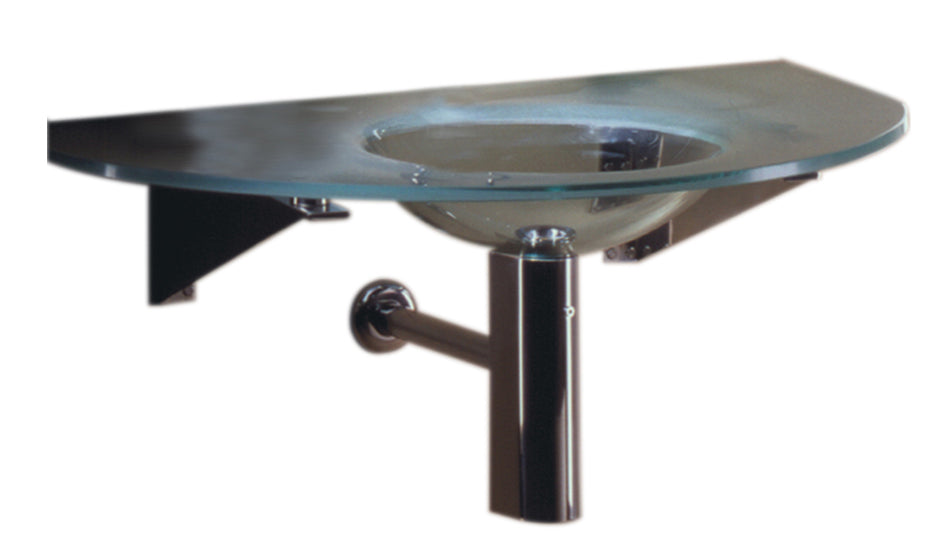 New Generation 40" Large Arched 1/2" Matte Glass Counter Top with Integrated Round Basin