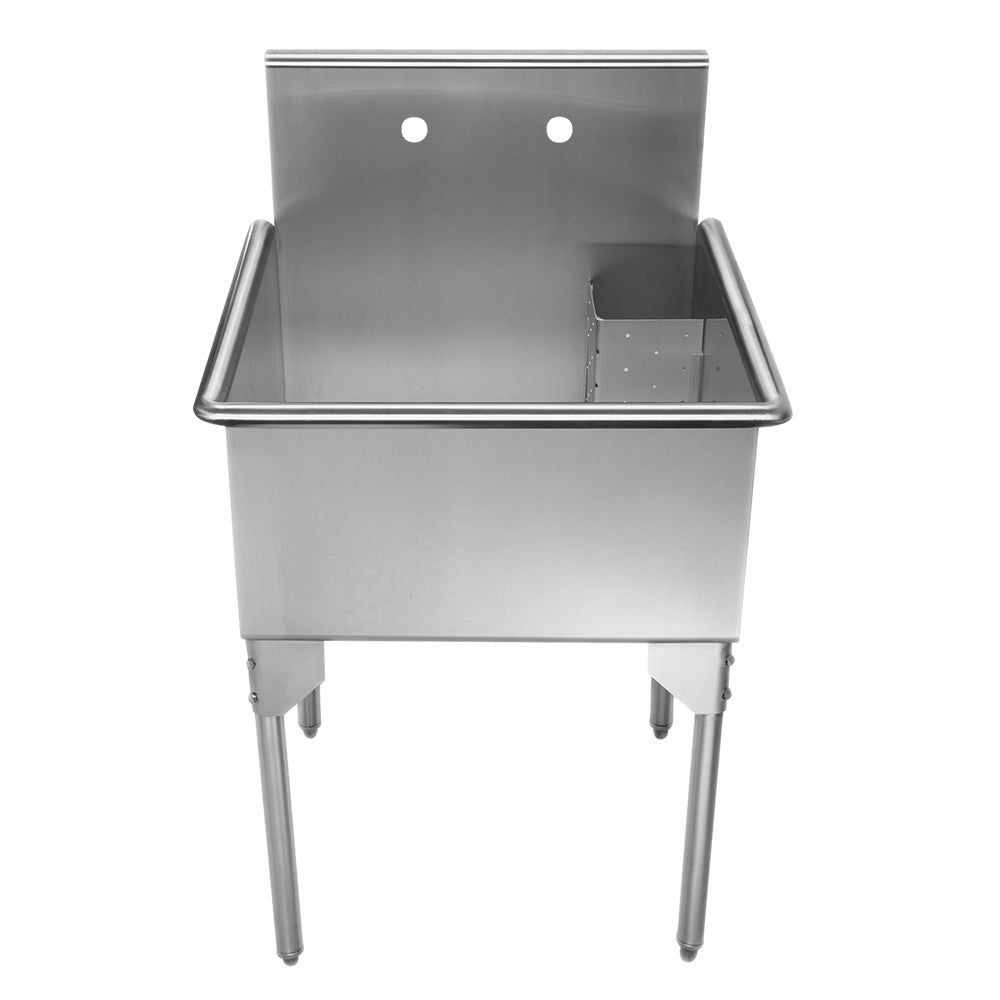 Whitehaus WHLS2424-NP Pearlhaus Brushed Stainless Steel Square Single Bowl Freestanding Utility Sink
