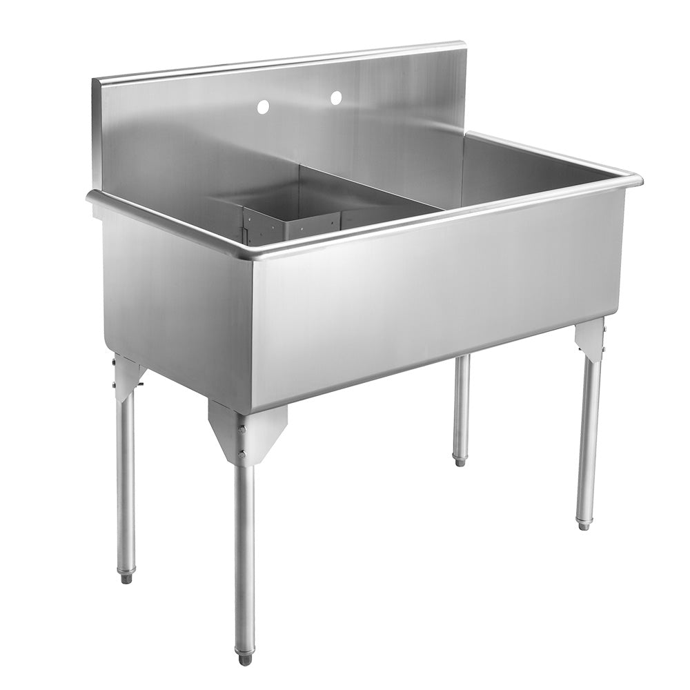 43" Pearlhaus Stainless steel double bowl freestanding utility sink