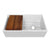 Whitehaus Collection 33" Reversible Single Bowl Fireclay Sink Set with a Smooth Front Apron, Walnut Wood Cutting Board and Stainless Steel Grid