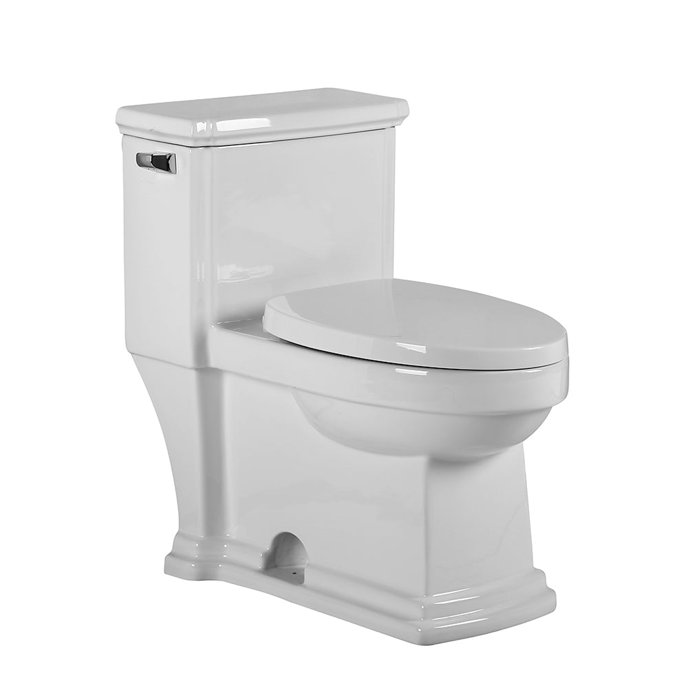 Magic Flush Eco-Friendly One Piece Single Flush Toilet with Elongated Bowl and 1.28 GPF capacity