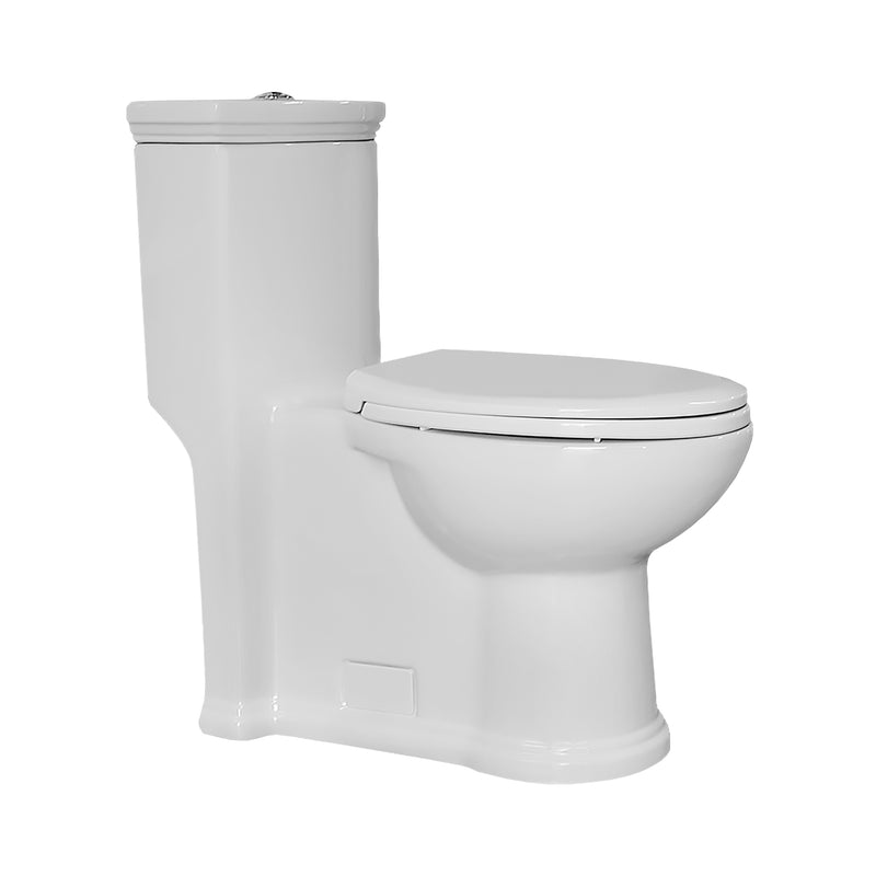 Eco-friendly one piece toilet with a siphonic action dual flush system, elongated bowl 1.3/0.9 GPF