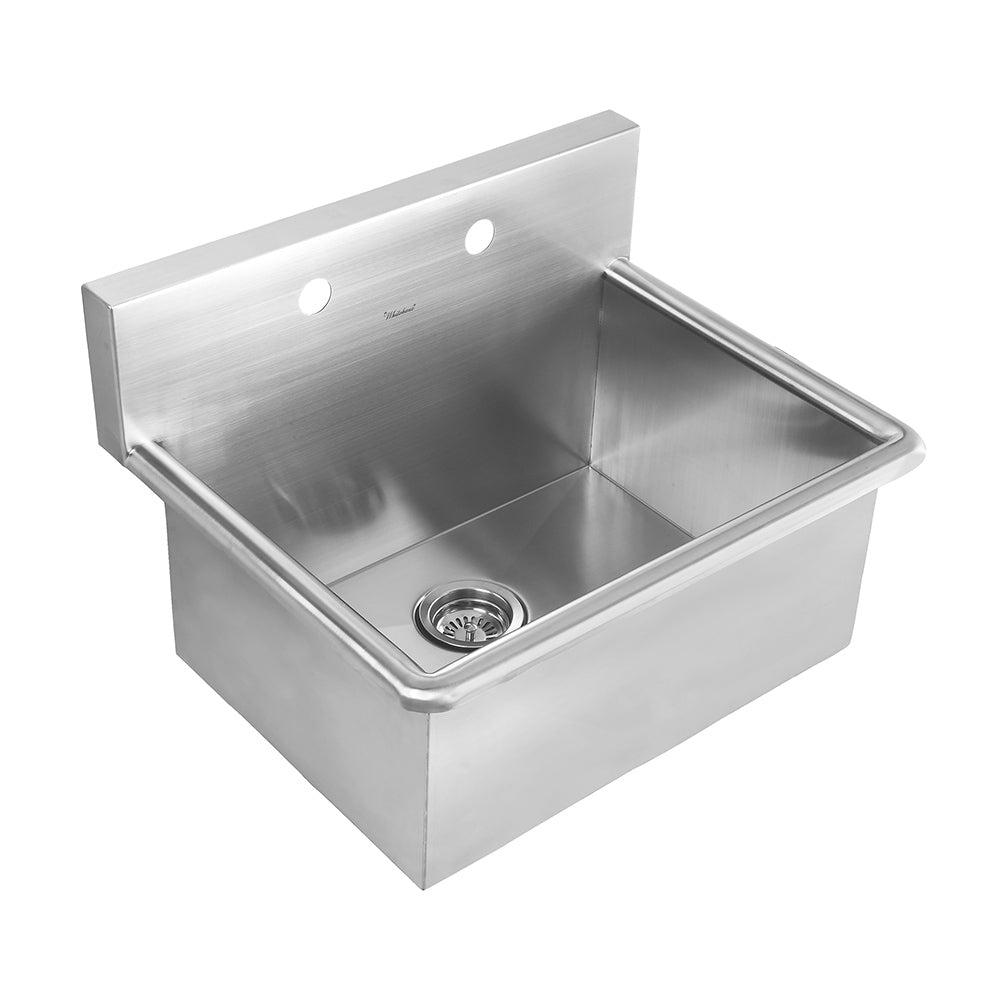 51 Noah's Collection brushed stainless steel commercial double bowl  reversible undermount sink with an integral drain board