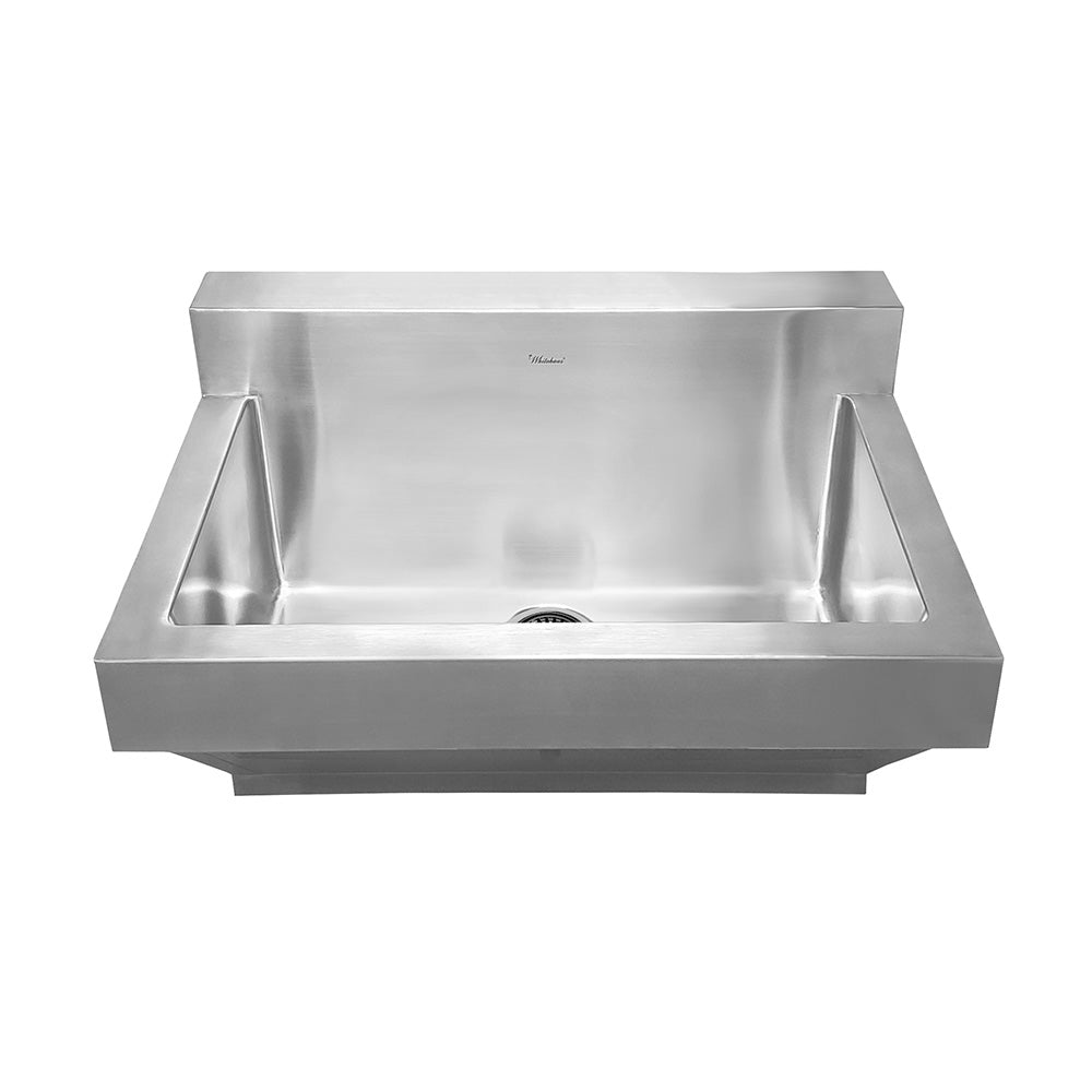 Whitehaus WHLS2424-NP Pearlhaus Brushed Stainless Steel Square Single Bowl Freestanding Utility Sink