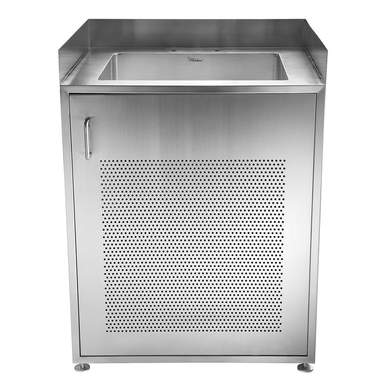 30" Pearlhaus stainless steel single door utility cabinet with sink