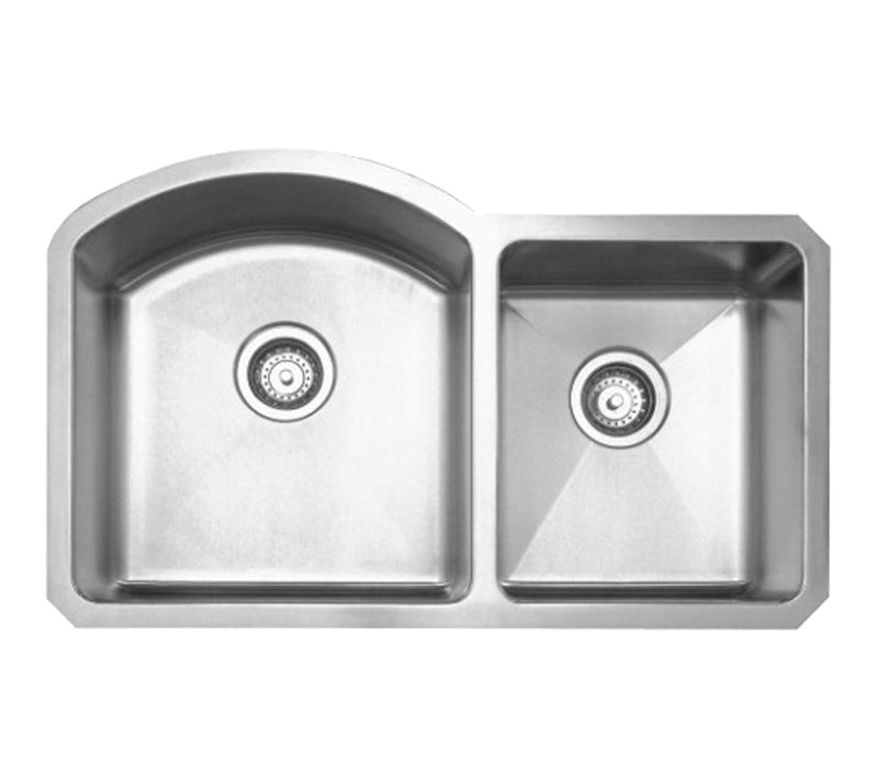 32" Noah's Collection Chefhaus Series Brushed stainless steel  double bowl undermount sink