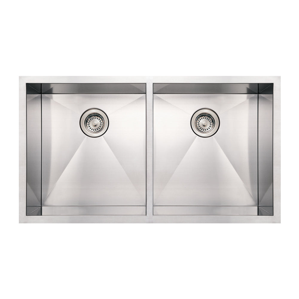 37" Noah's Collection brushed stainless steel commercial double bowl undermount sink