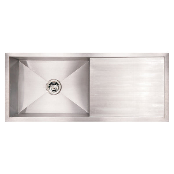 51 Noah's Collection brushed stainless steel commercial double bowl  reversible undermount sink with an integral drain board