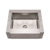 30" Noah's Collection 30" Brushed stainless steel commercial single bowl sink with a decorative notched front apron