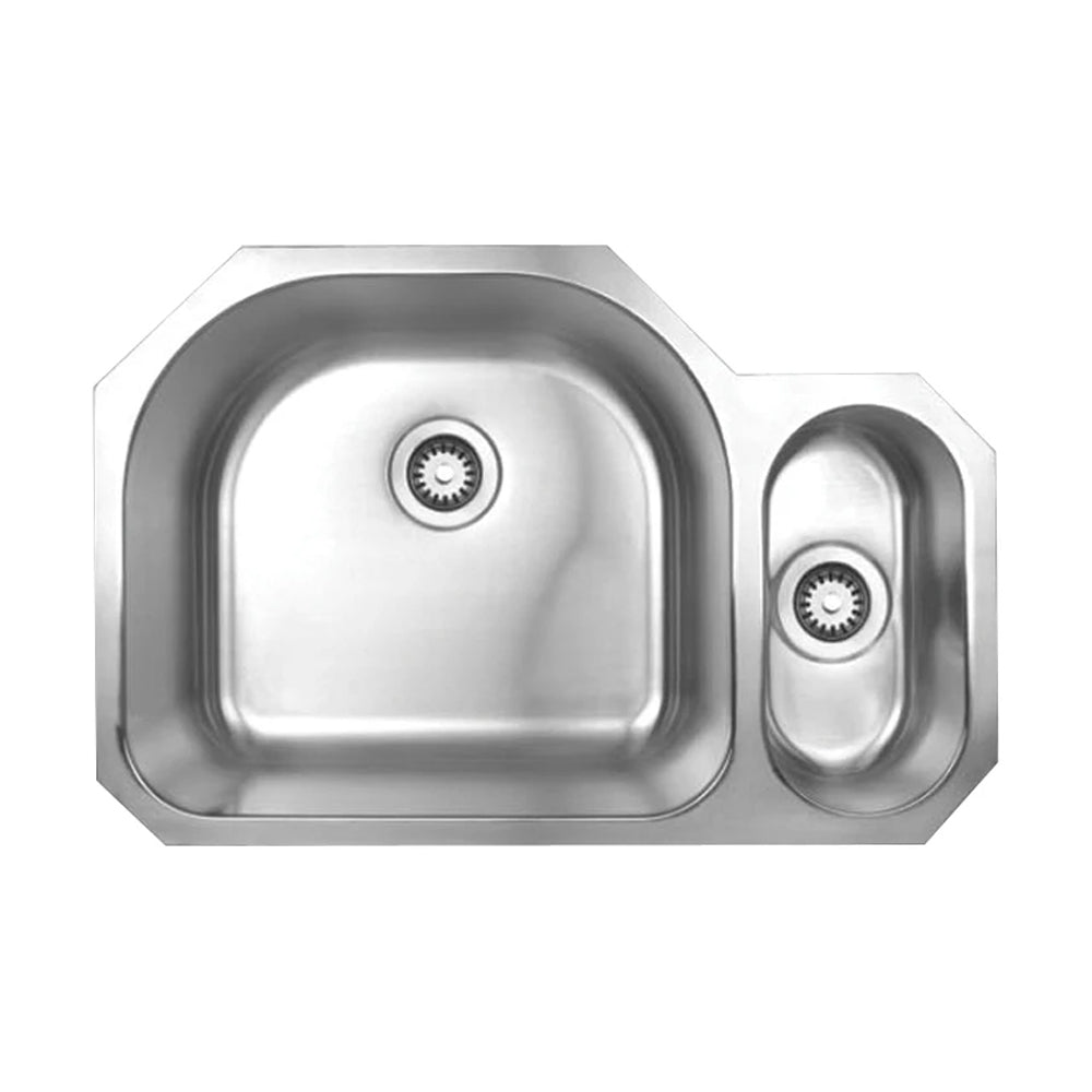 Noah's Collection 31" Brushed Stainless Steel Double Bowl Undermount Disposal Sink