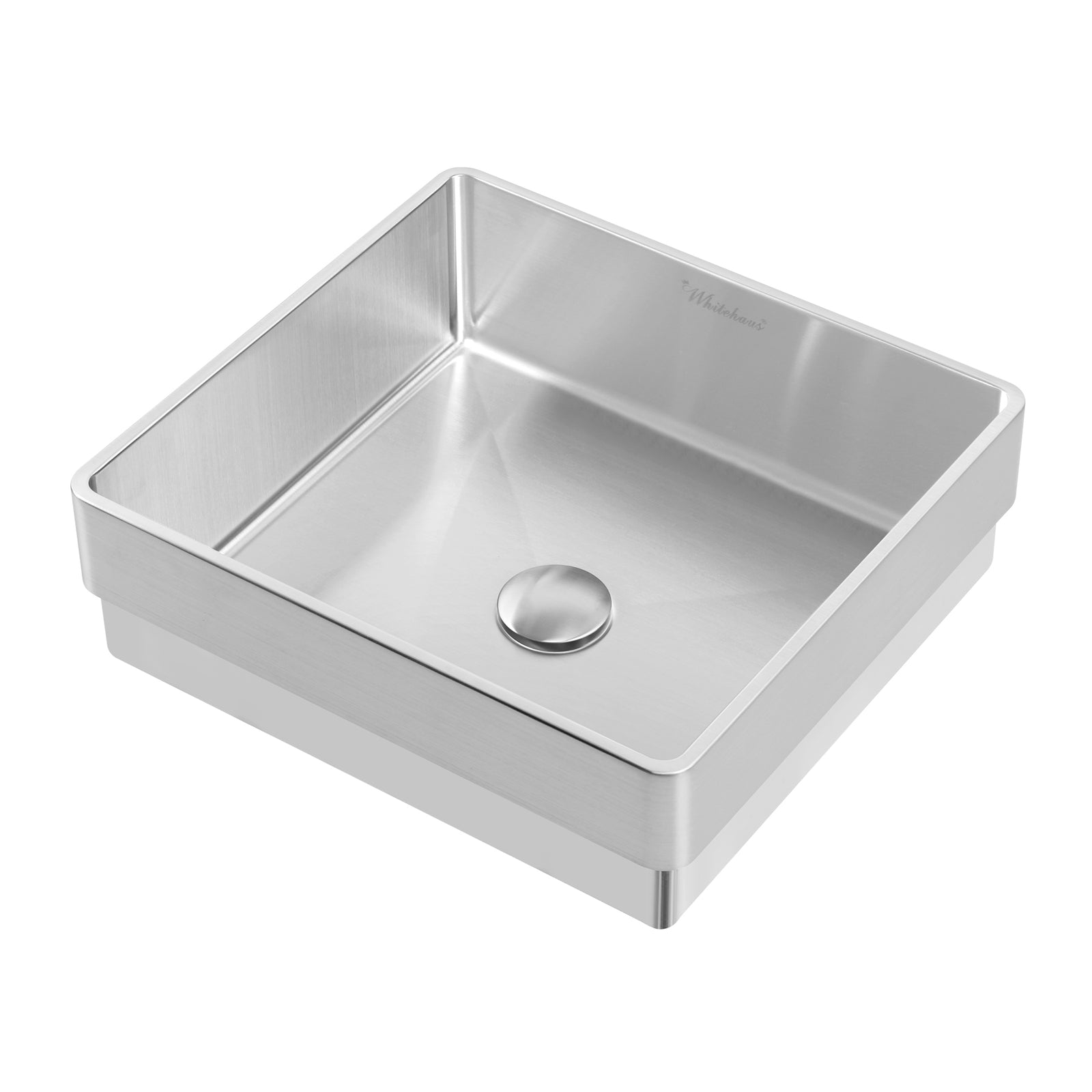 15" Noah Plus 18 gauge, squared semi-recessed basin set with center drain