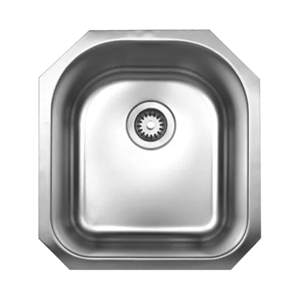 Noah's Collection 18" Brushed Stainless Steel Single D-Shaped Bowl Undermount Sink
