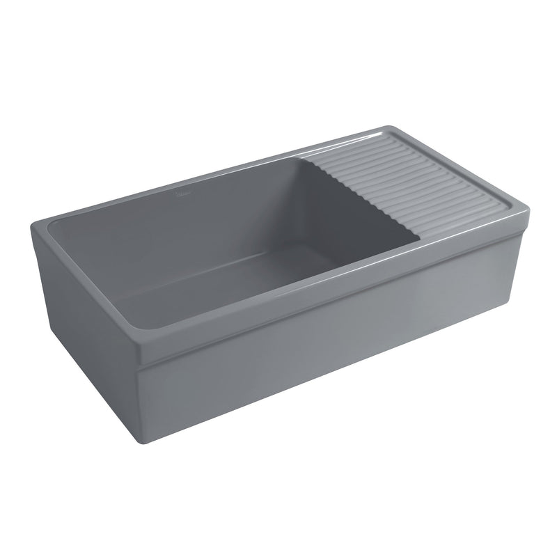 Quatro Alcove 36" large reversible fireclay kitchen sink with integral drainboard