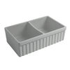 Quatro Alcove 33" reversible Farmhaus Fireclay Double Bowl Sink with a Fluted Front Apron and 2" Lip