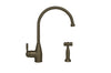 Queenhaus Single Lever Faucet with a Long Gooseneck Spout, Solid Single Lever Handle and Solid Brass Side Spray