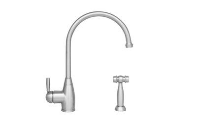 Queenhaus Single Lever Faucet with a Long Gooseneck Spout, Solid Single Lever Handle and Solid Brass Side Spray