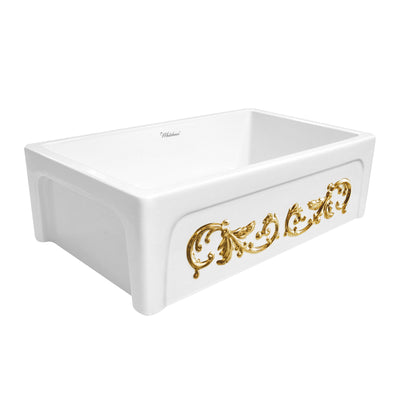 St. Ives Ornamental 33" reversible fireclay kitchen sink with enhanced vine design