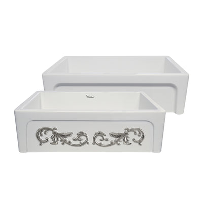 St. Ives Ornamental 33" reversible fireclay kitchen sink with enhanced vine design
