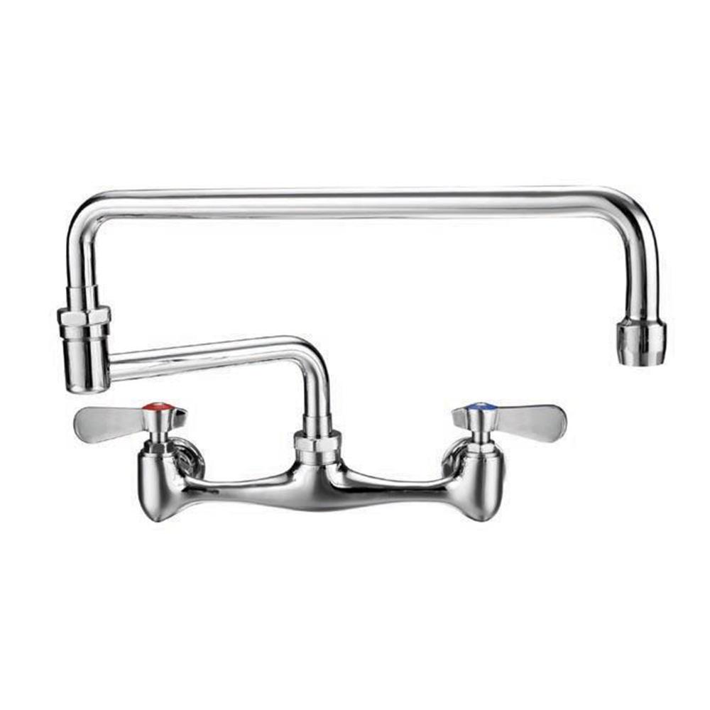 Wall Mount Utility Faucet with Double Jointed Retractable Swing Spout and Lever Handles